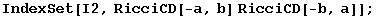 IndexSet[I2, RicciCD[-a, b] RicciCD[-b, a]] ;