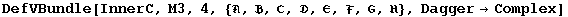 DefVBundle[InnerC, M3, 4, {, , ℭ, , , , , ℌ}, Dagger→Complex]