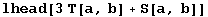 lhead[3T[a, b] + S[a, b]]
