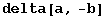 delta[a, -b]